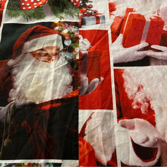 Hand made-sewn red Christmas Santa table cloth Vintage oblong - Picture 2 of 4